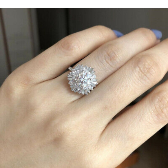 New  large cz cluster sterling silver ring - Picture 6 of 12